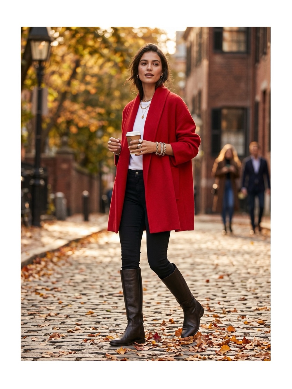 Vintage 80’s: Paul et Duffier ✿ Open Wool Shawl Collar Swing Coat ✿ Scarlet Red